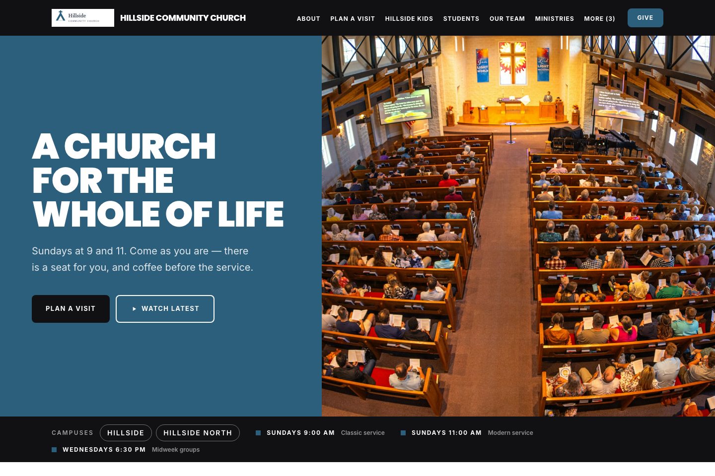 Bold template: the sample church's home page
