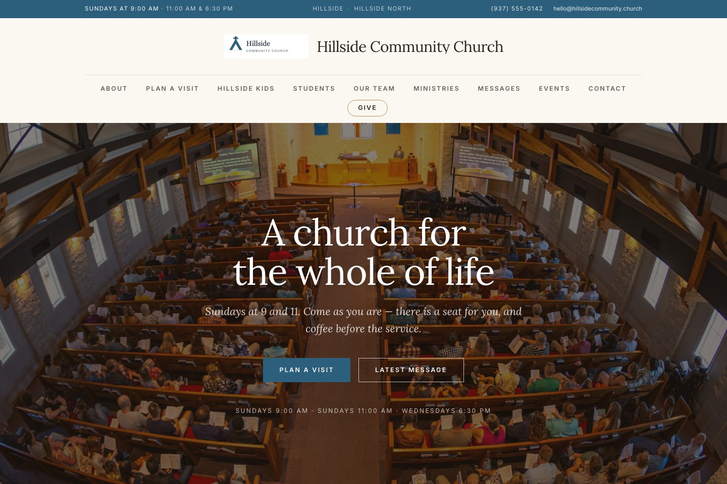 Classic template: the sample church's home page