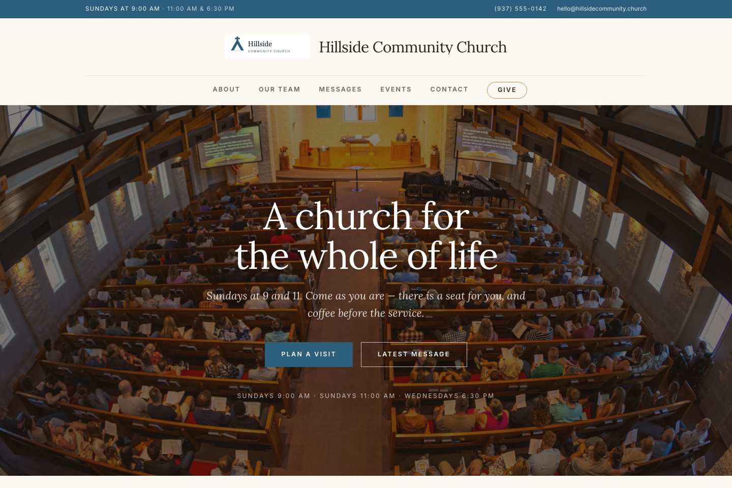 Classic template: the sample church's home page
