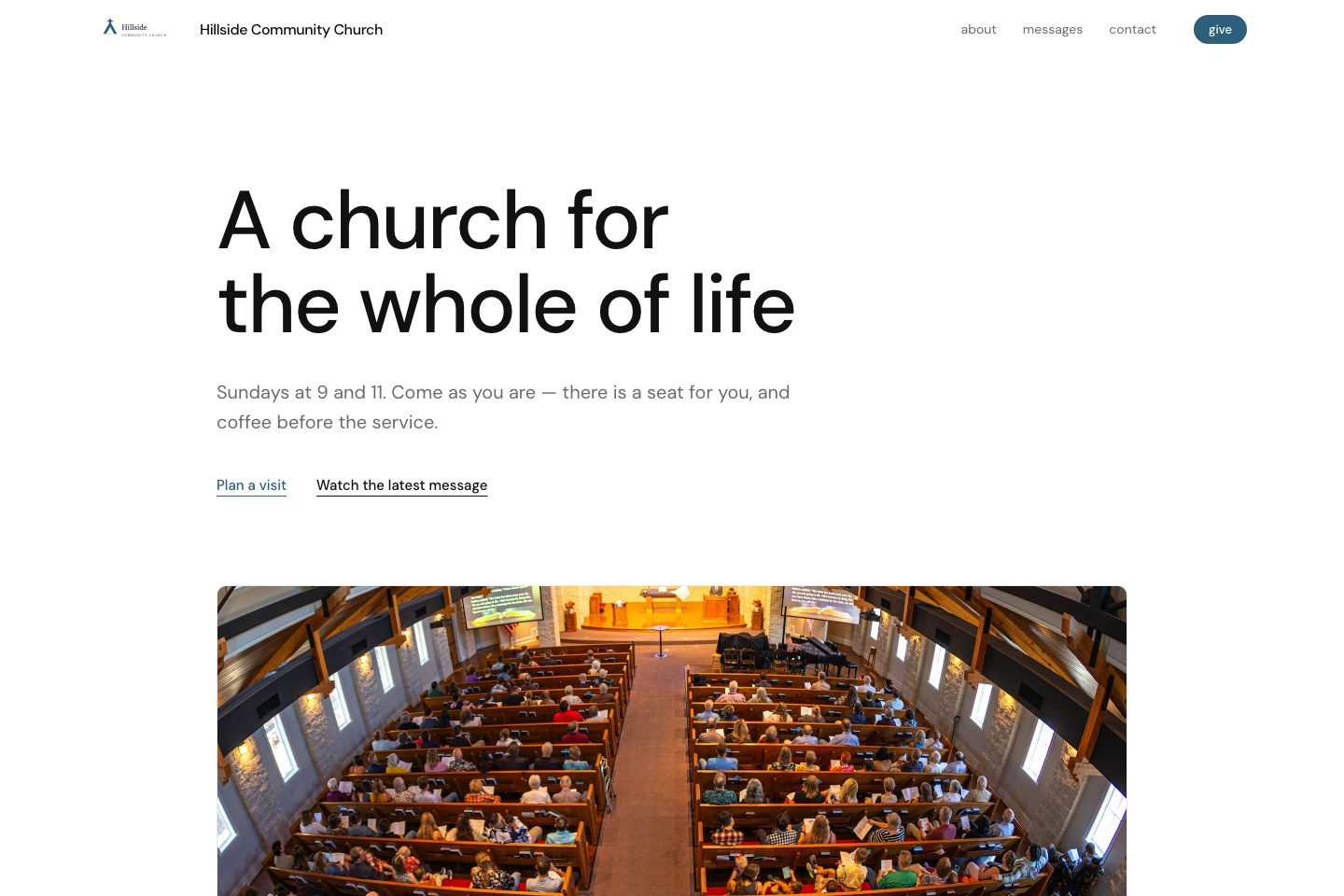 Minimal template: the sample church's home page