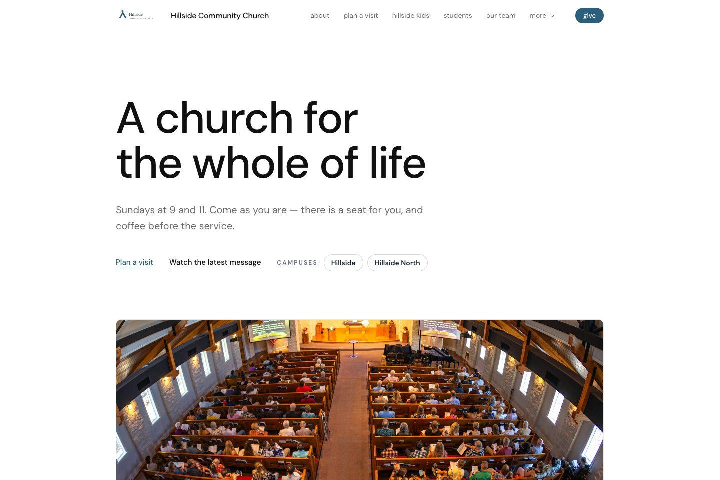 Minimal template: the sample church's home page
